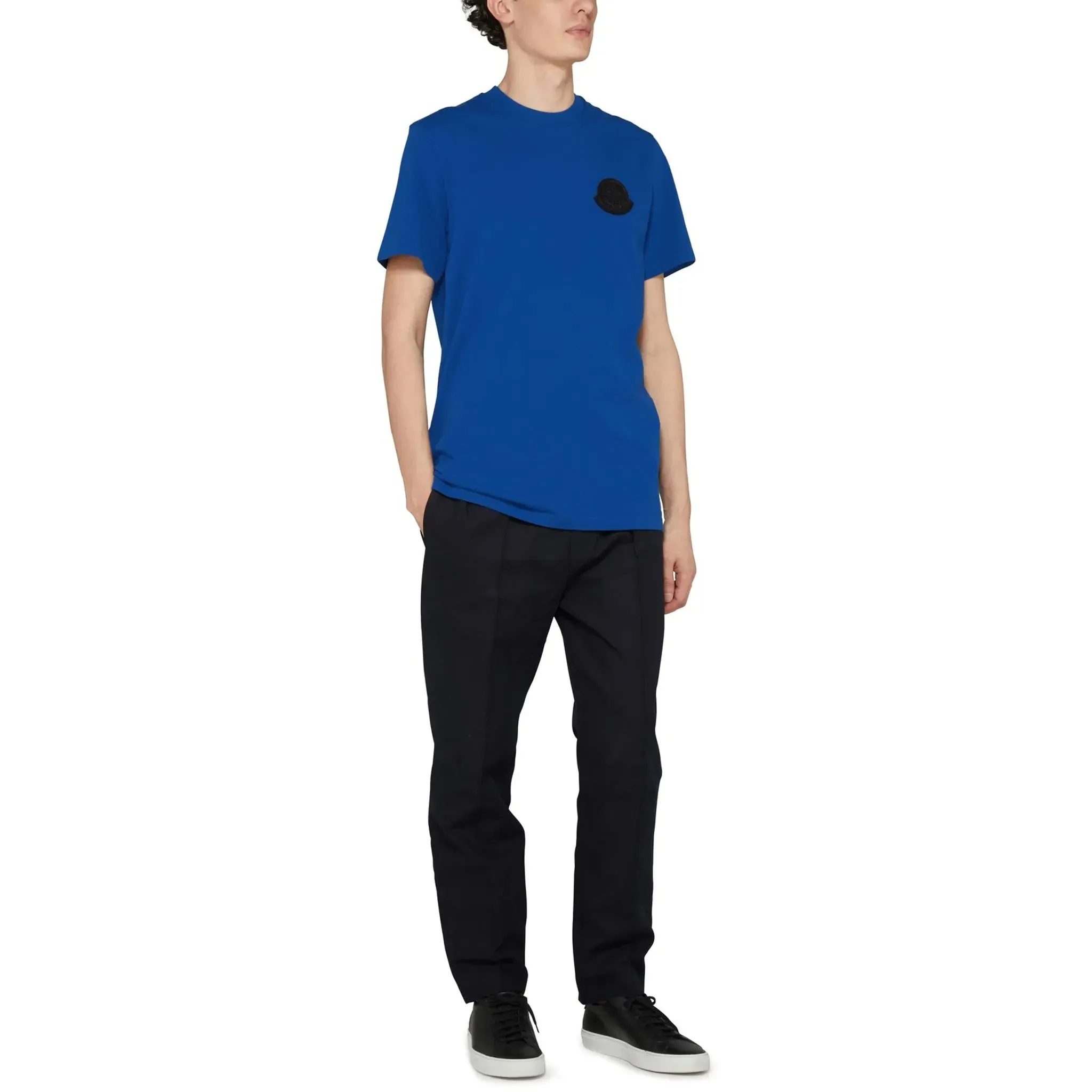 Moncler SN44 Patched Logo Short Sleeve Blue T Shirt