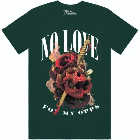 NO LOVE FOR OPPS : Hunter Green Sneaker Tees Shirt