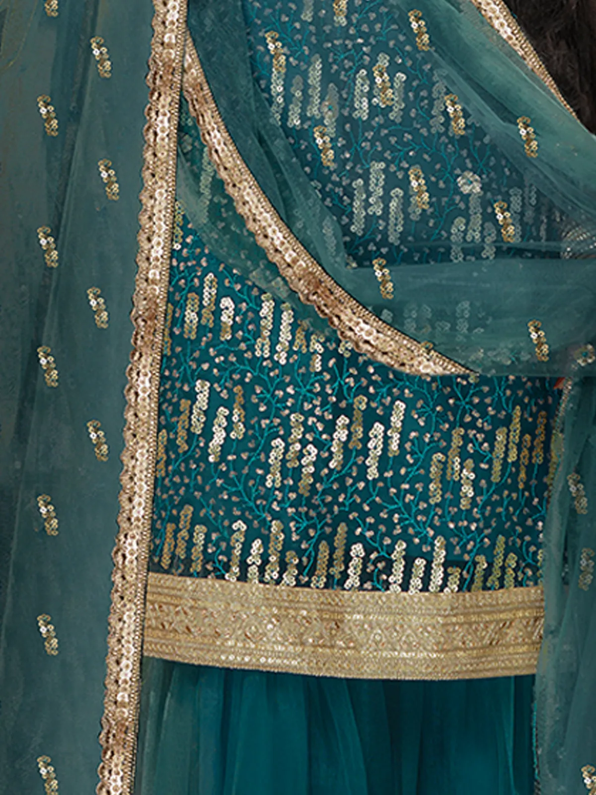 Odette Women Modern Teal Semi Stitched Kurta Set