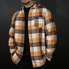 Orange/ Brown/ Sail Flannel Long Sleeve Shirt