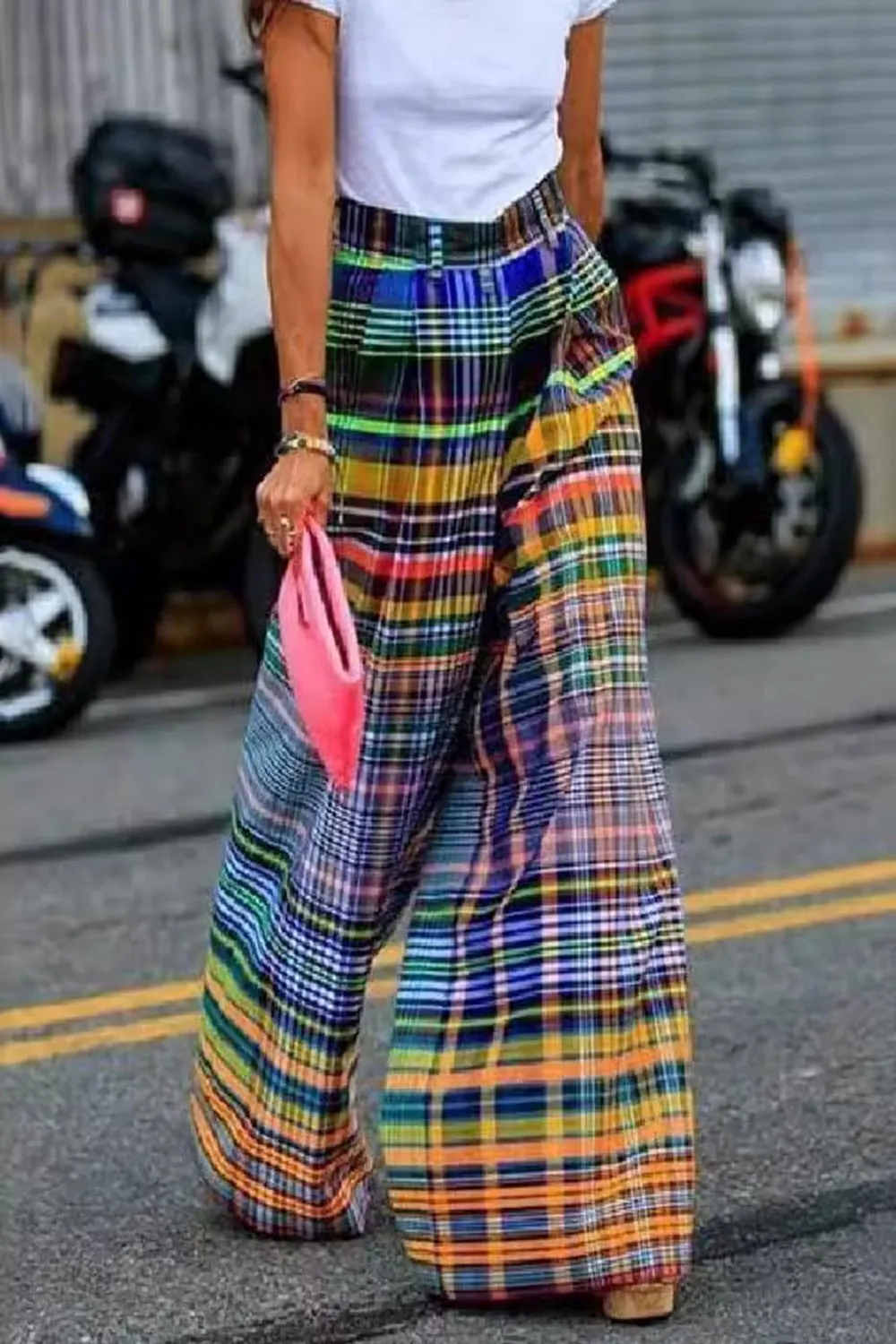 Plaid  Palazzo  Pants