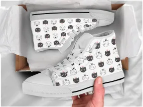 Queen Cat Shoes Cat Girl Sneakers Cat Pattern Cute Shoes Cat Lover Gifts Custom High Top Converse Style Sneakers For Adults Women & Men