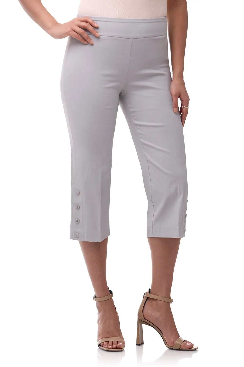 Rekucci EcoCosy Straight Leg Capri with Button Detail