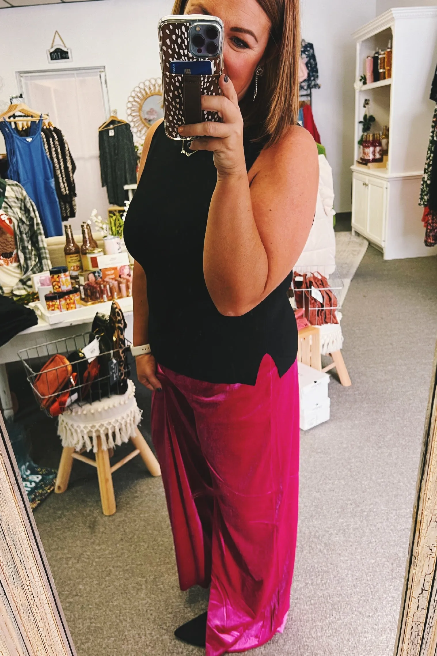 Samantha Velvet Wide Leg Pants Magenta