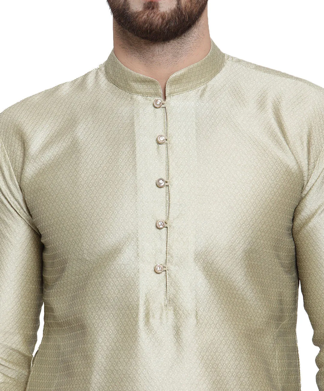 Self Design Men's Kurta pyjama Evening Wear India Apparel (Beige)