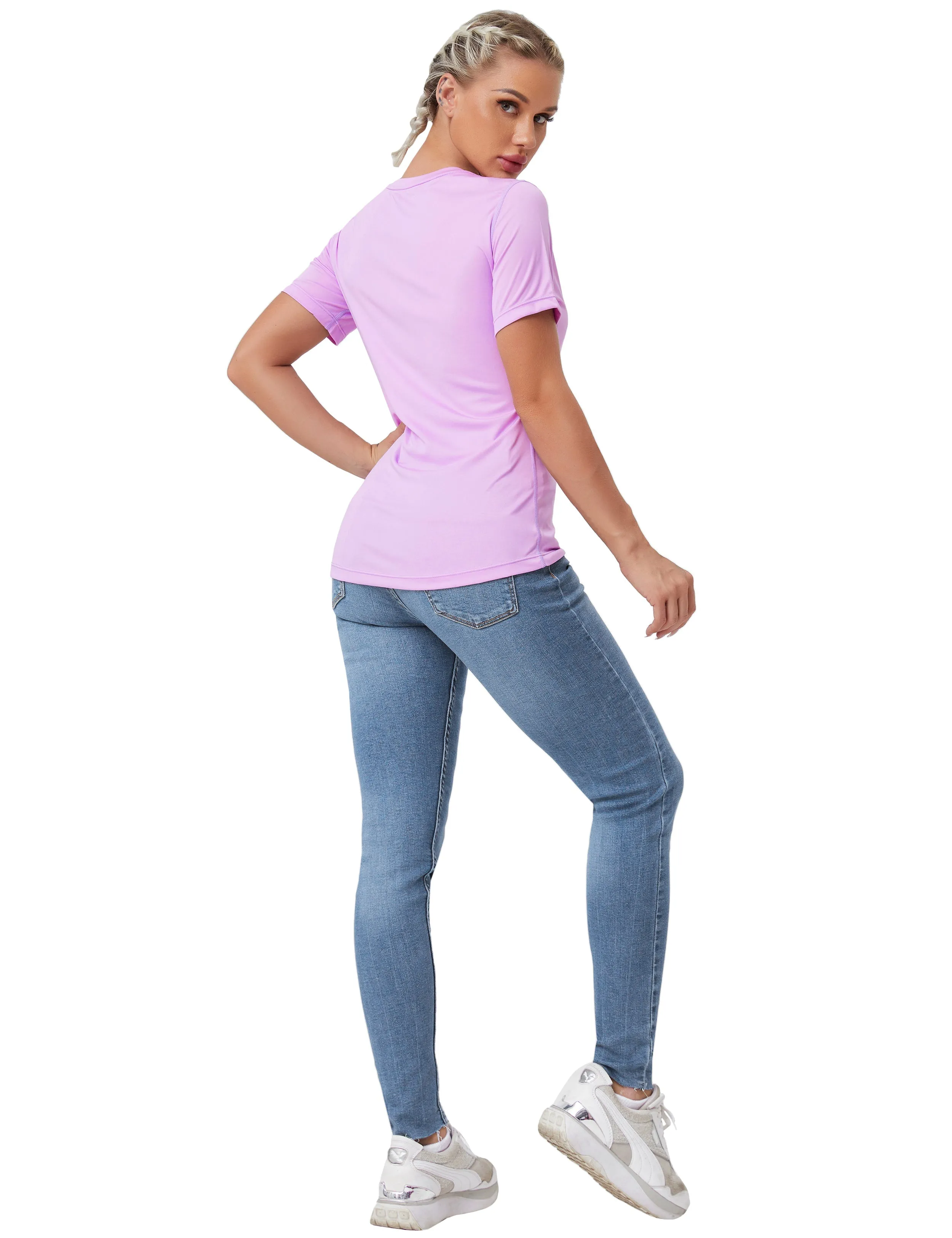 Short Sleeve Athletic Shirts purple_yogastudio