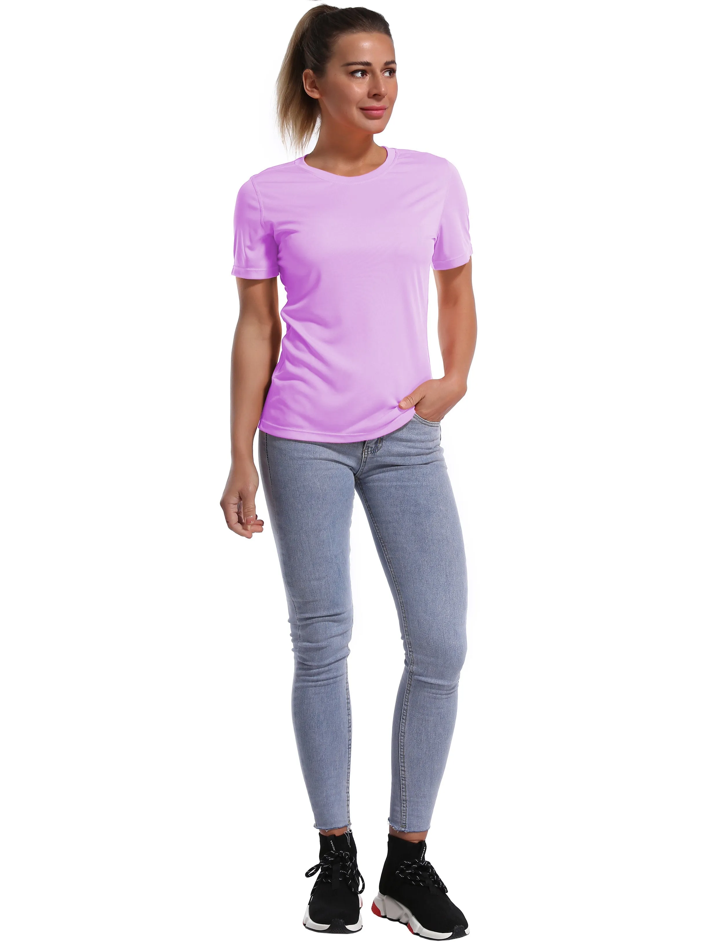 Short Sleeve Athletic Shirts purple_yogastudio