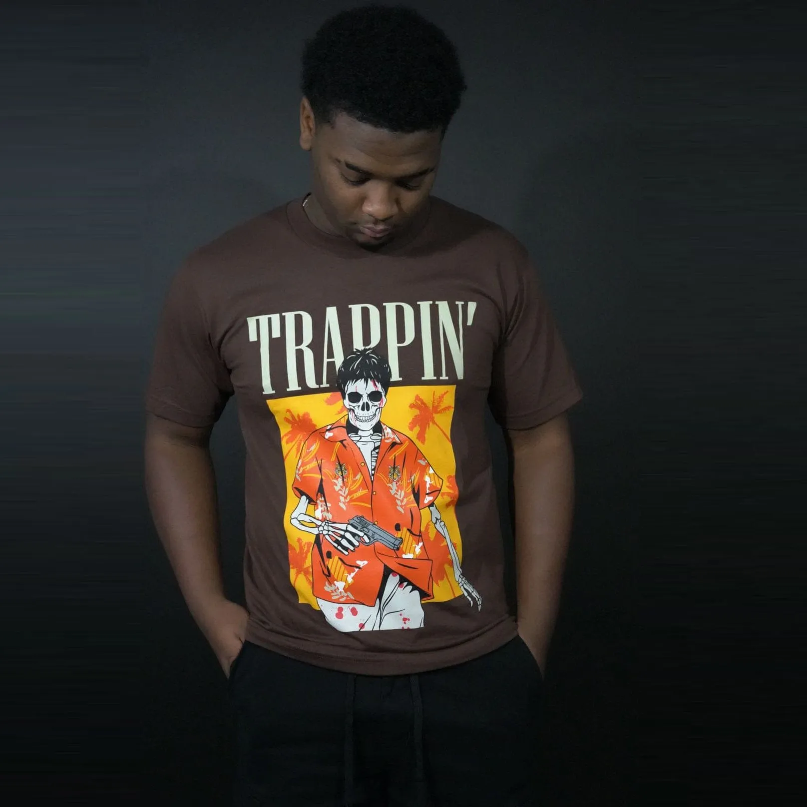 Trappin Skullface - Brown T-Shirt