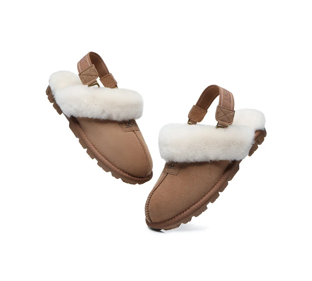 UGG AUSTRALIAN SHEPHERD Sheepskin Wool Removable Strap Slingback Slippers Suzie