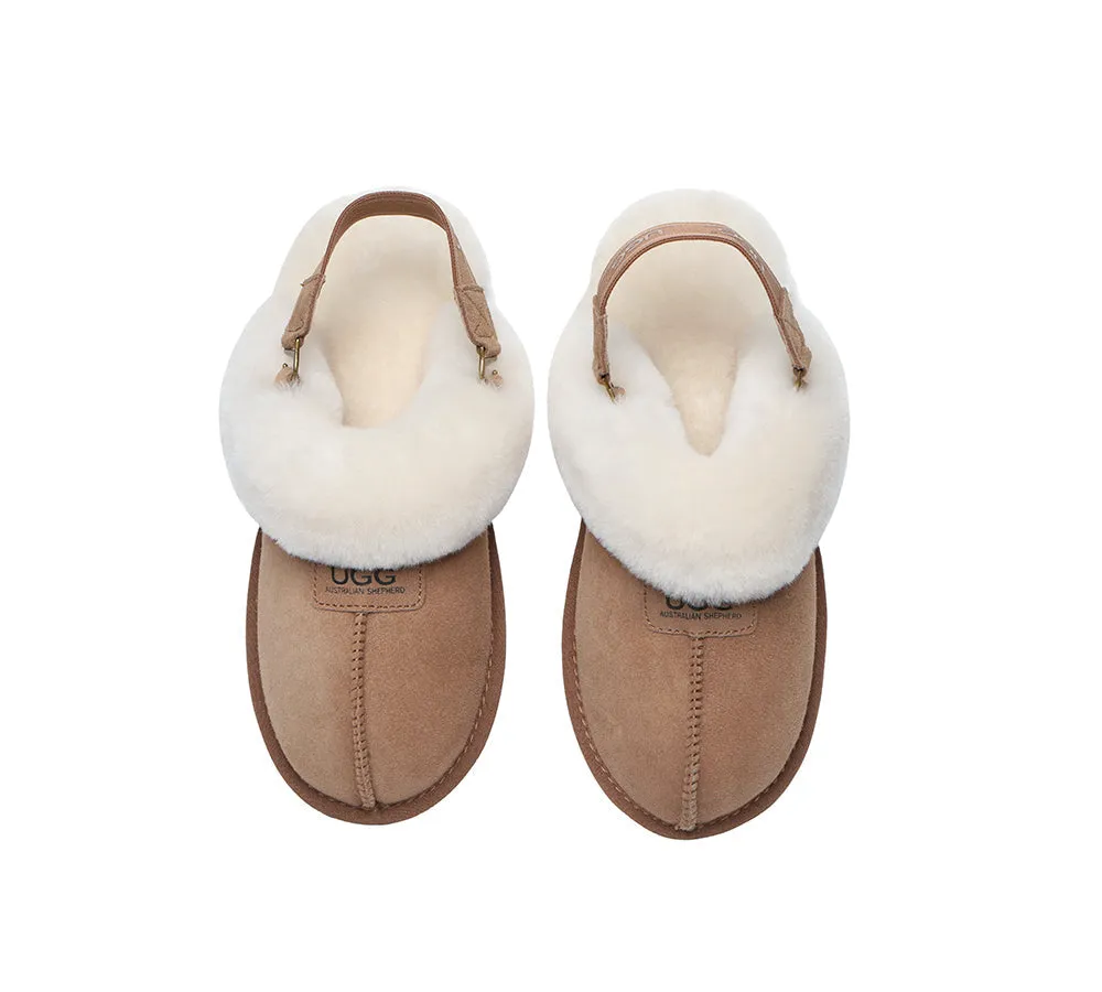 UGG AUSTRALIAN SHEPHERD Sheepskin Wool Removable Strap Slingback Slippers Suzie