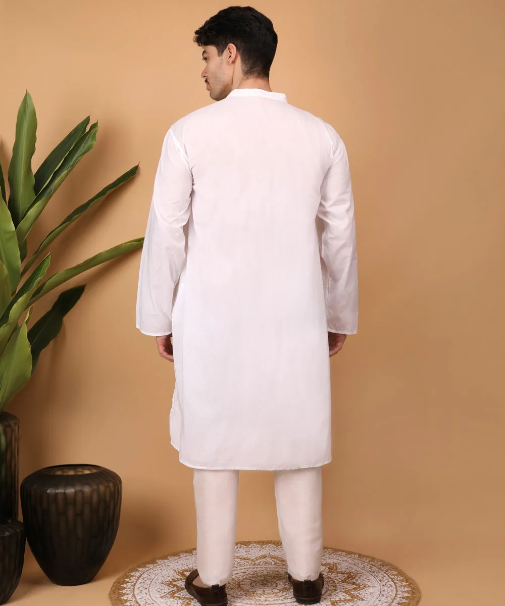 White hand embroidered cotton chikankari kurta