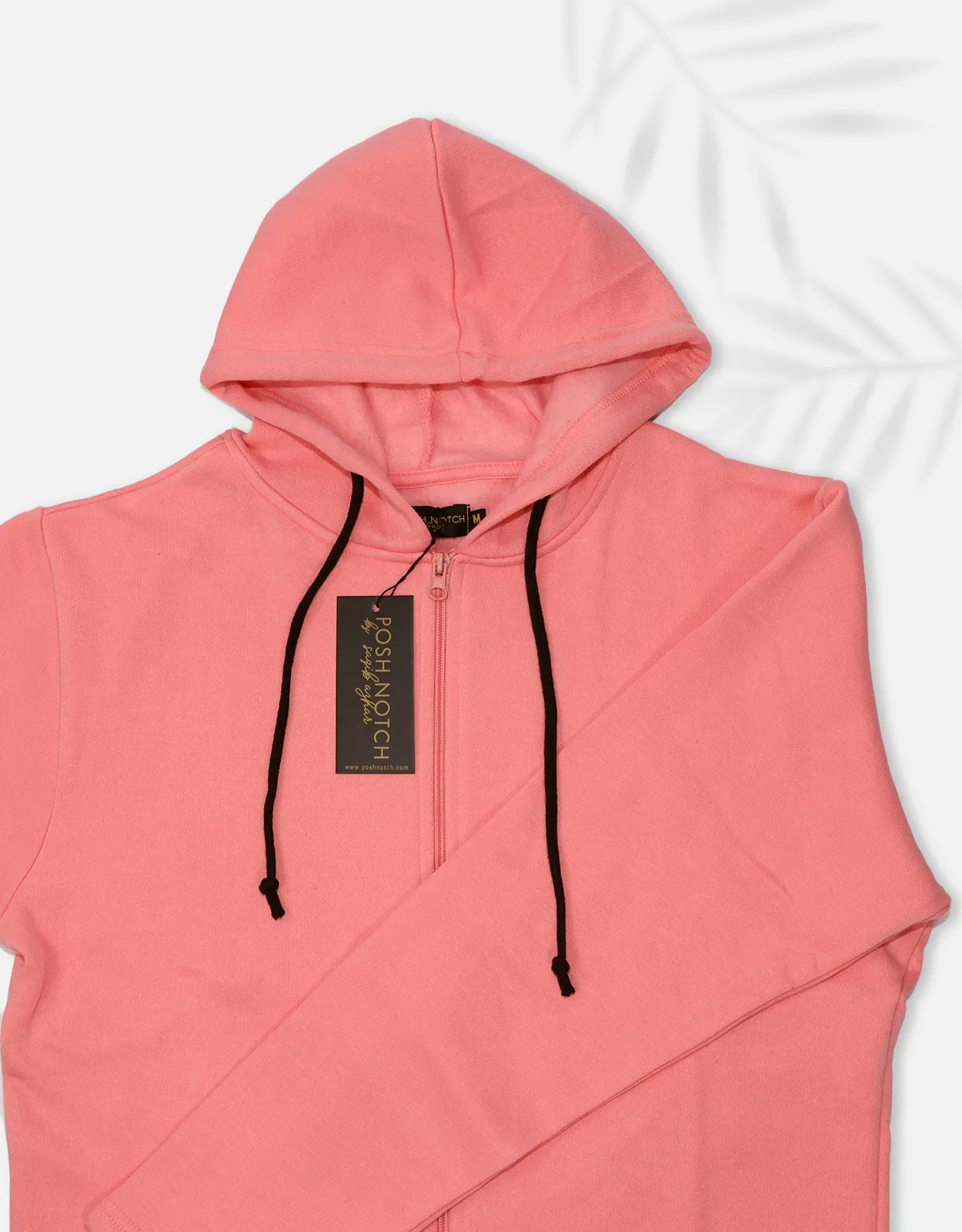 Women Basic Pink Zipper Hoodie