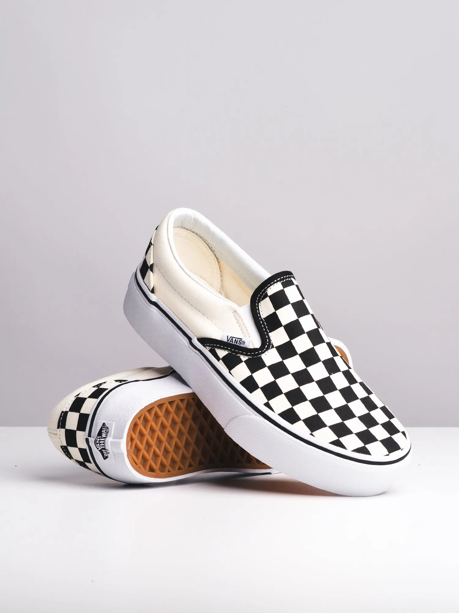 WOMENS VANS CLASSIC SLIP-ON PLATFORM CHECKER CANVAS SHOES