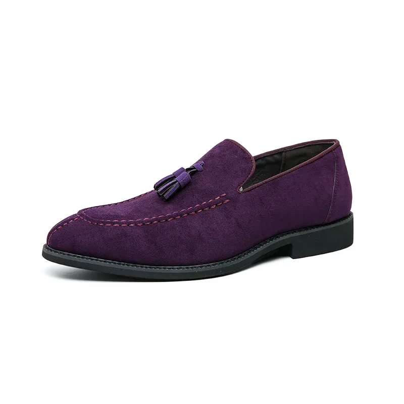 Xituodai   Brand Design Men Suede Leather Shoes Moccasins Purple Tassel Pointed Men's Loafers Vintage Slip-on Casual Men Social Dress Shoe