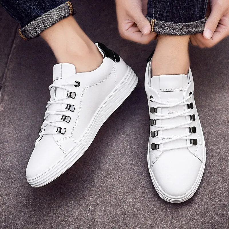 Xituodai  Men Shoes Spring Casual Leather Flats Man Sneaker New Lace-up British Style Footwear Fashion Sneakers