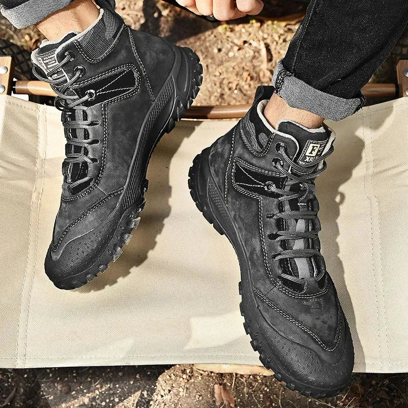 Xituodai  Men's Boots New Autumn Shoes Comfy Casual Boots Lace-up Classic Sneakers Genuine Leather Fashion Walking Shoes Men Boots