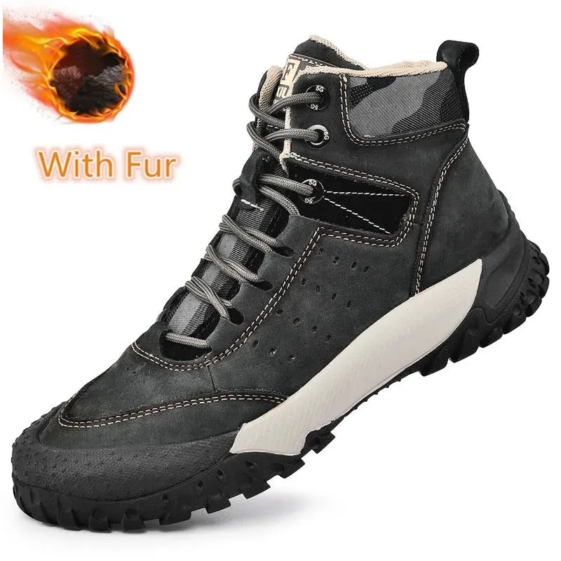 Xituodai  Men's Boots New Autumn Shoes Comfy Casual Boots Lace-up Classic Sneakers Genuine Leather Fashion Walking Shoes Men Boots