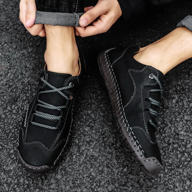 Xituodai  New Autumn Men Casual Shoes Fashion Male Walking Flats Classic Mens Lace-up Footwear Comfy Leather Sneakers Simple Soft Loafers