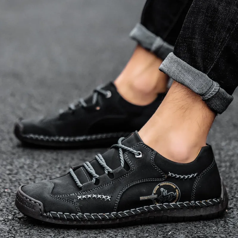 Xituodai  New Autumn Men Casual Shoes Fashion Male Walking Flats Classic Mens Lace-up Footwear Comfy Leather Sneakers Simple Soft Loafers