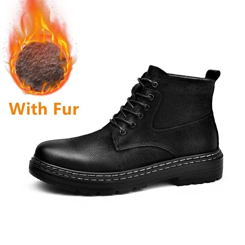 Xituodai  New Men Autumn Winter Anker Boots Genuine Leather Man Sneakers Personality Classic Motocross Boots Lace-up Casual Leather Shoes