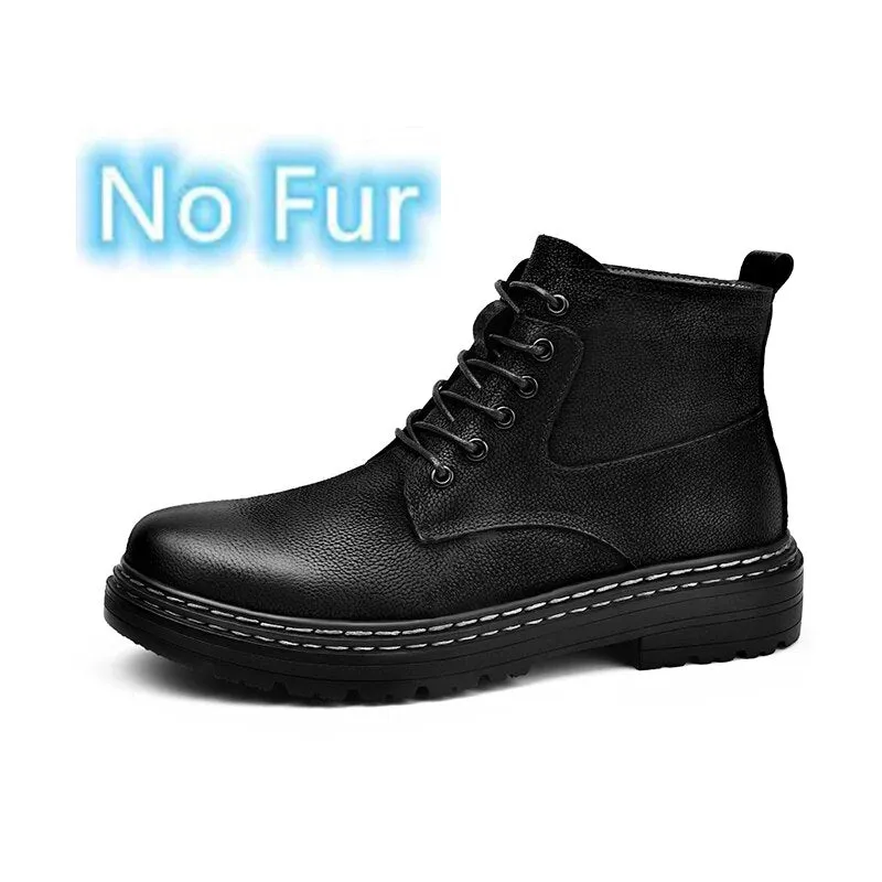 Xituodai  New Men Autumn Winter Anker Boots Genuine Leather Man Sneakers Personality Classic Motocross Boots Lace-up Casual Leather Shoes