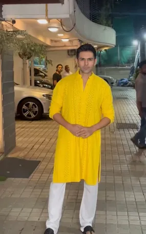 Yellow Kurta & Pyjama For Mens