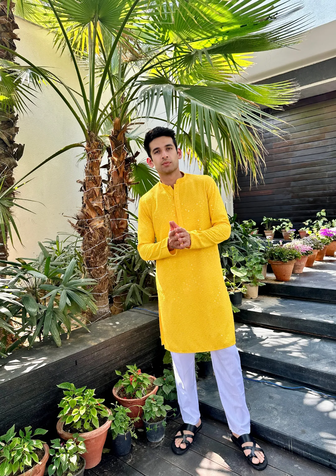 Yellow Kurta & Pyjama For Mens