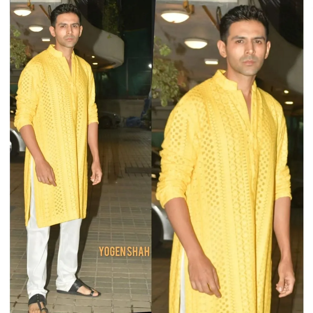 Yellow Kurta & Pyjama For Mens