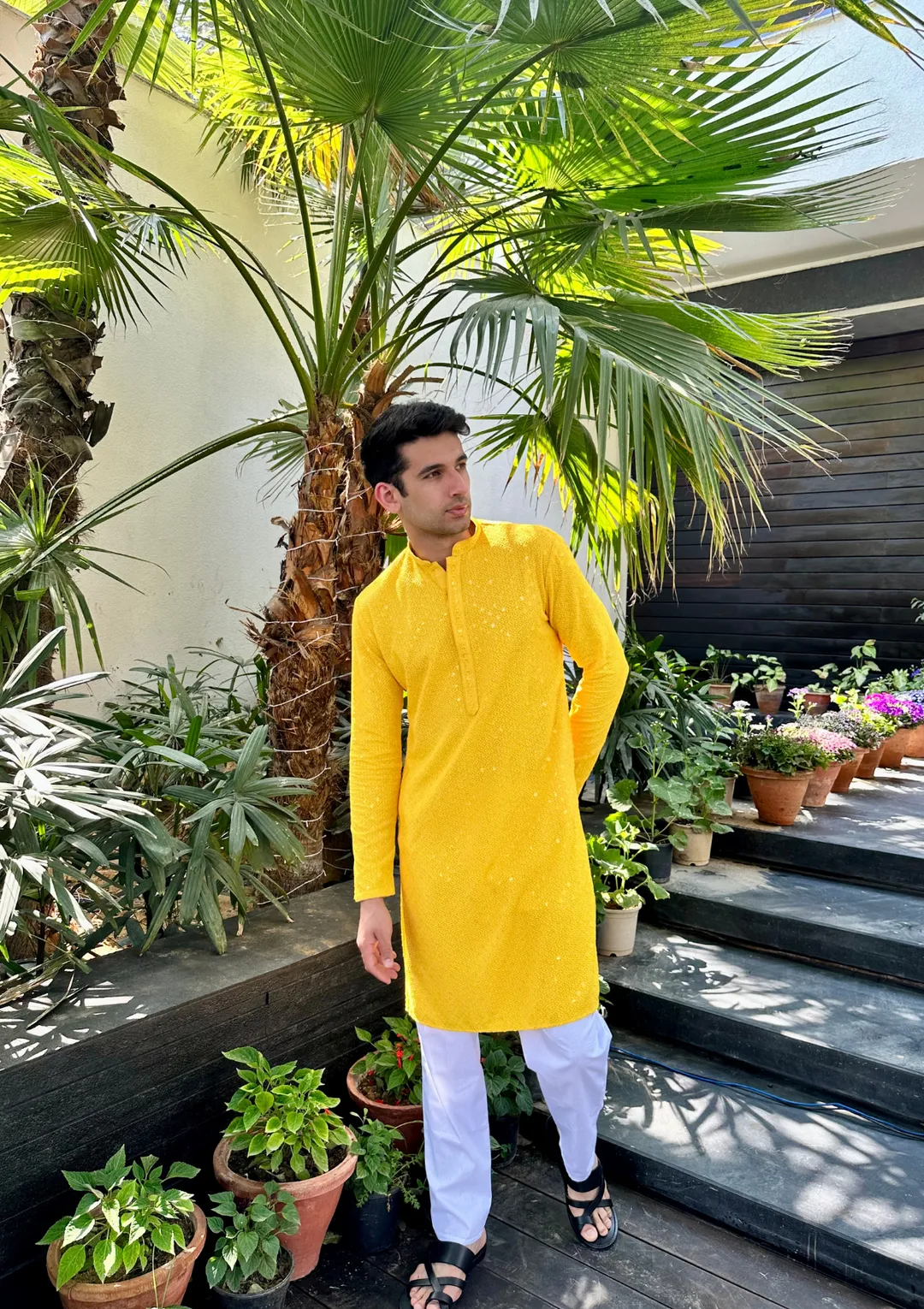 Yellow Kurta & Pyjama For Mens