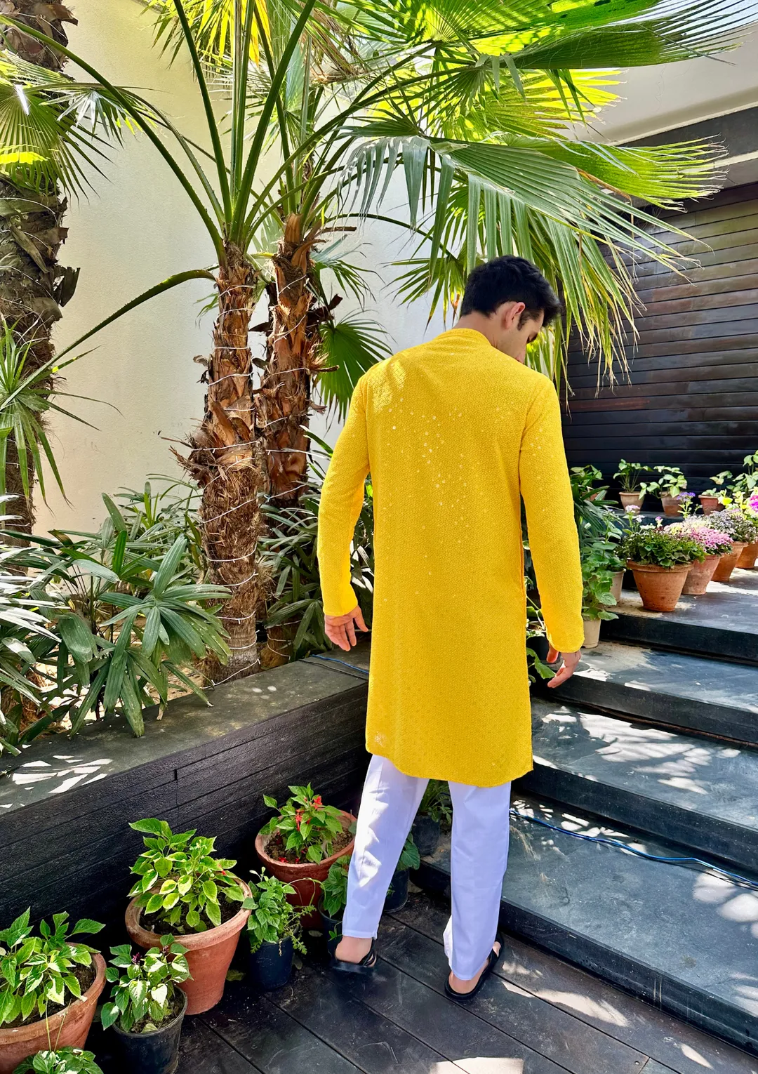 Yellow Kurta & Pyjama For Mens