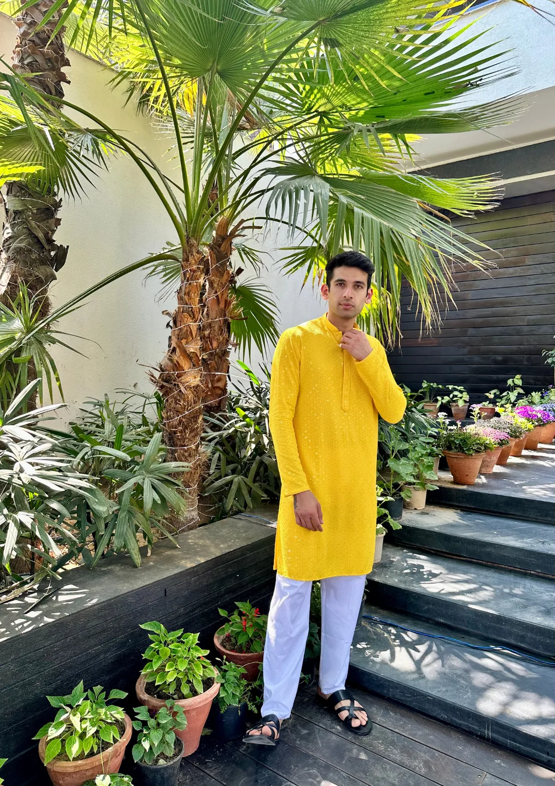 Yellow Kurta & Pyjama For Mens